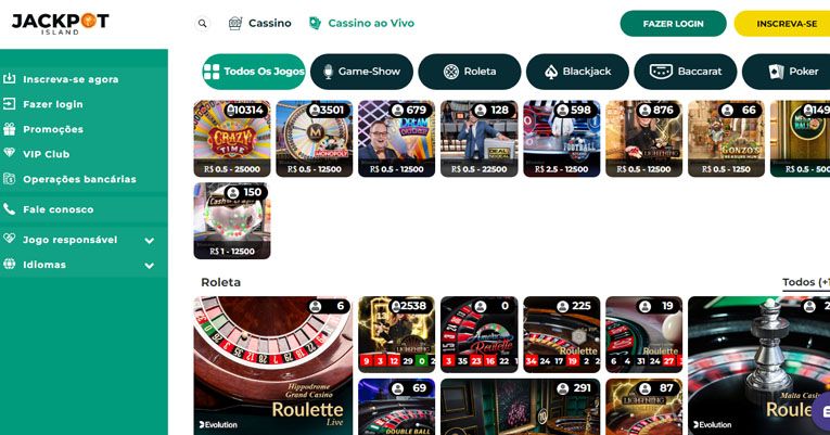 cassino ao vivo jackpotisland